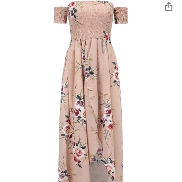 Floral Off the Shoulder Split Chiffon Maxi - Picture 3 of 6